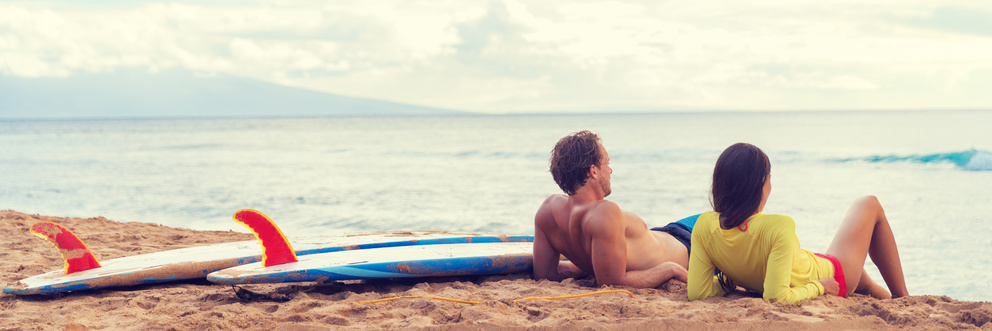 After surf lessons, relax on the beach and watch the waves After surf lessons, relax on the beach and watch the waves