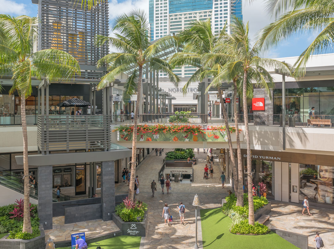 Ala Moana Center courtyard near Nordstrom and NorthFace stores