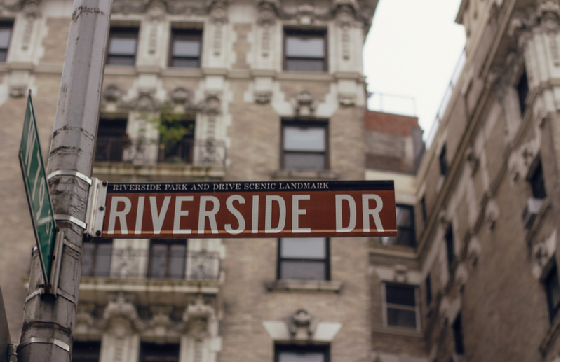 Image of Riverside Drive street sign on the Upper West Side in New York City